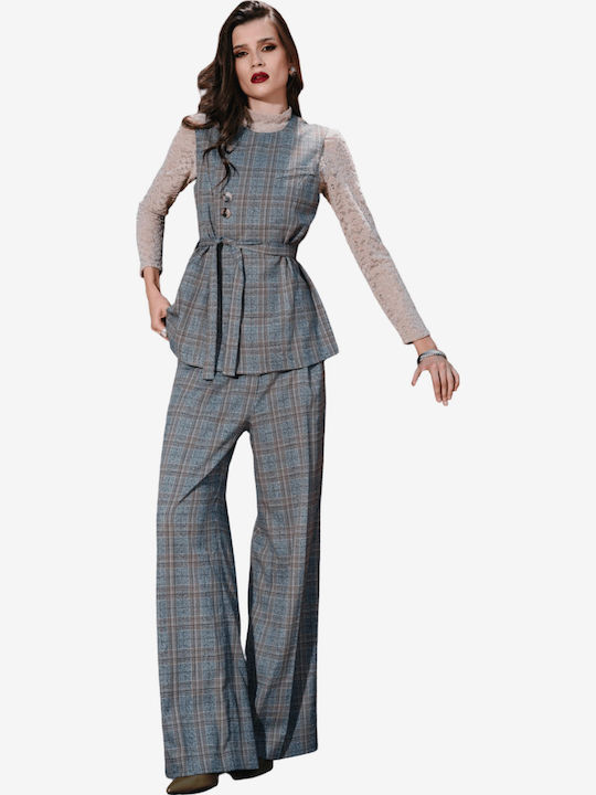 Women's Grey Suit in Straight Leg Style