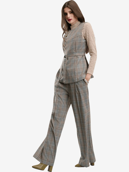 Women's Grey Suit in Straight Leg Style