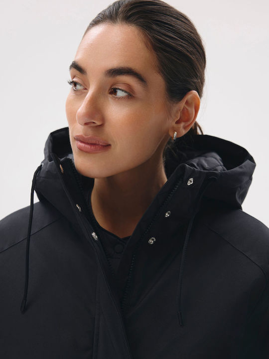 Ardami Lang Damen Jacke für Frühling - Herbst Schwarz
