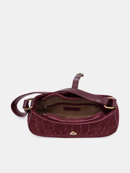 Fabric Women's Shoulder Crossbody Bag Suede Burgundy