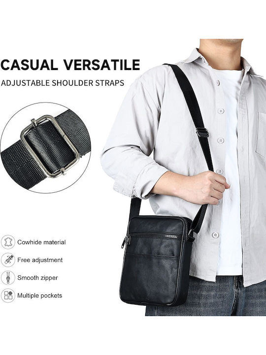 Herren Ledertasche Schulter / Crossbody Schwarz