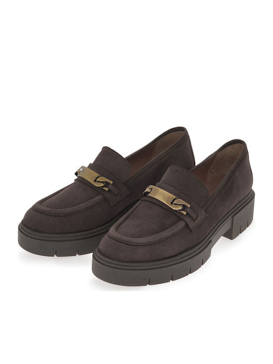 Leather Women's Loafers In Brown Colour