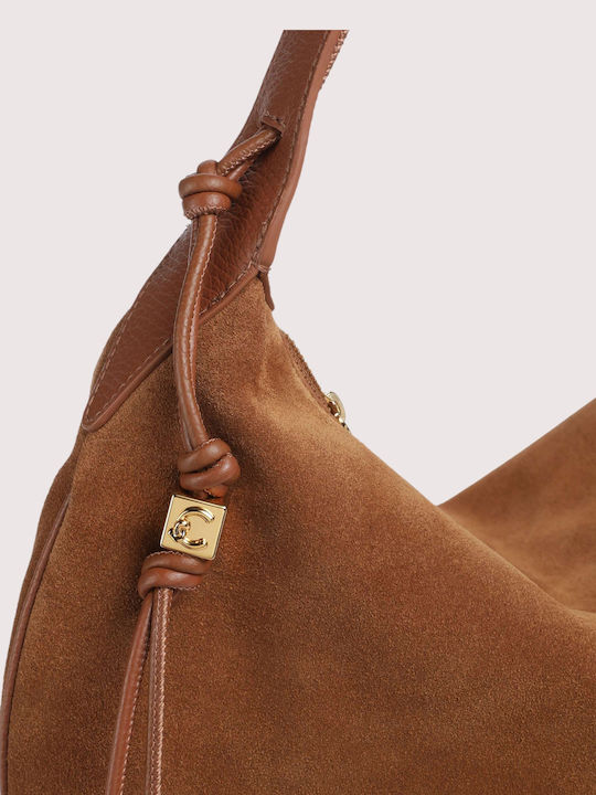 Thess Leather Women's Hobo Bag Suede Cognac