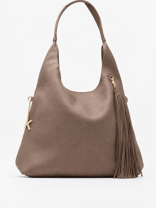 Fabric Knitted Women's Shoulder / Crossbody Bag Beige-dark