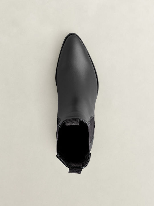 Leder Damen Chelsea-Stiefel Schwarz