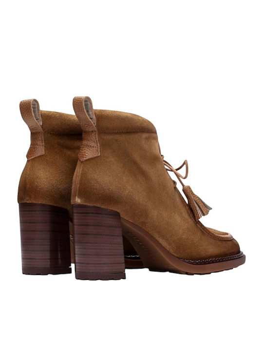 Leather Women's Ankle Boots Tabac Brown