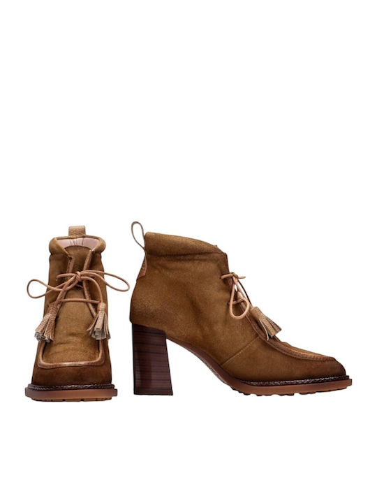 Leather Women's Ankle Boots Tabac Brown