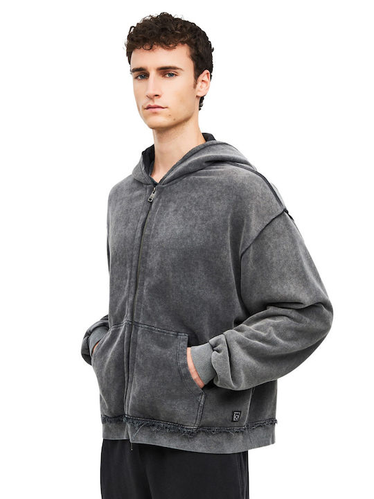 Dirty Laundry Cardigan with Hood Grey