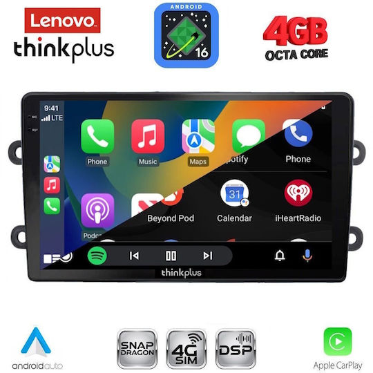 Lenovo Автомобилна Аудио Система за Dacia Duster 2012-2019 (Bluetooth/USB/Вграден Wi-Fi/GPS/Apple CarPlay/Android Auto) с Touch Screen 9"