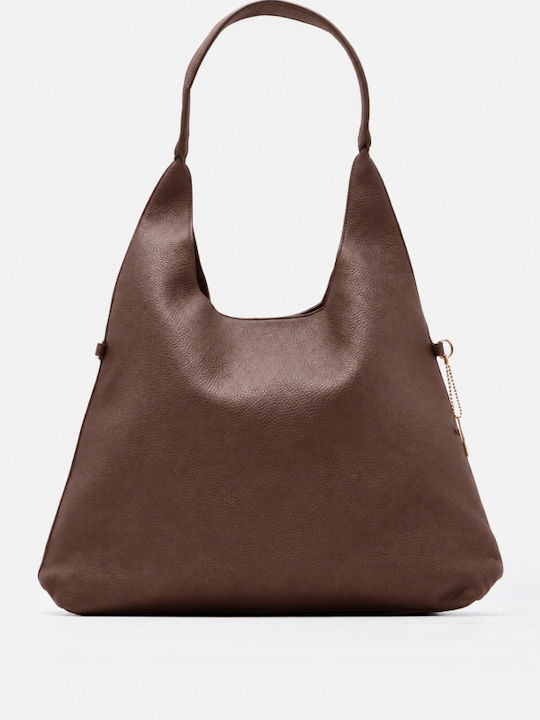 Fabric Knitted Women's Shoulder Crossbody Brown Bag