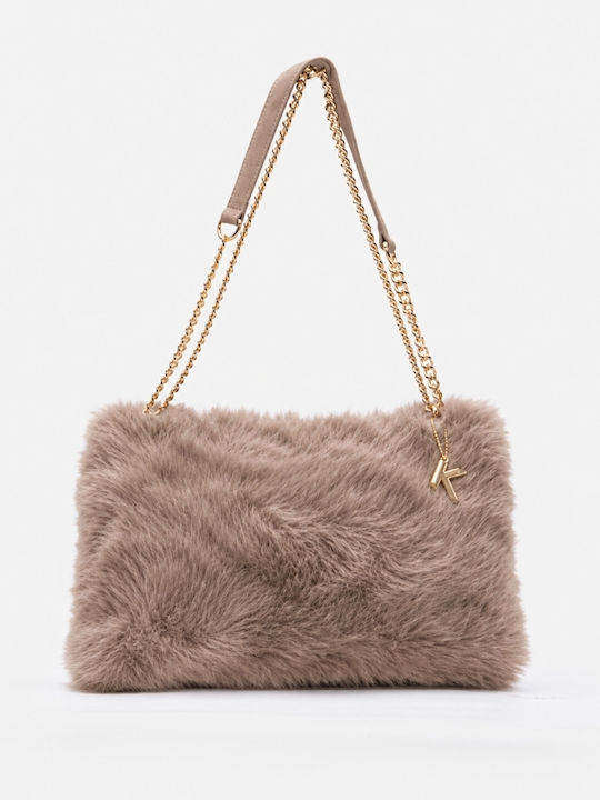 Fur Women's Shoulder Bag Beige