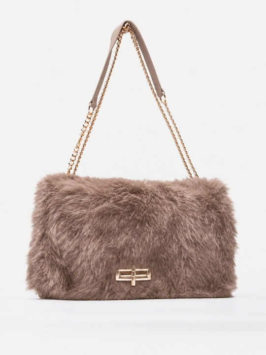 Fur Women's Shoulder Bag Beige