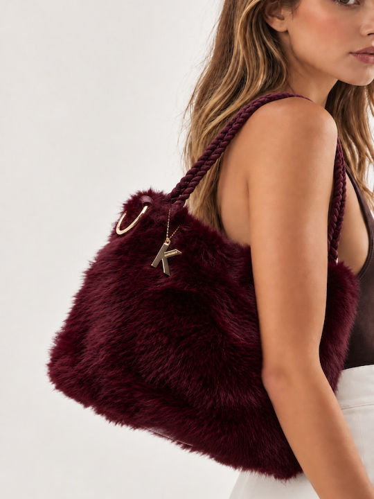 Fur Women's Handbag Crossbody Burgundy