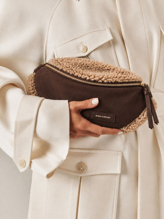 Fabric Fur Women's Shoulder Bag Suede Brown