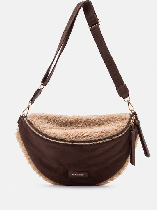 Fabric Fur Women's Shoulder Bag Suede Brown