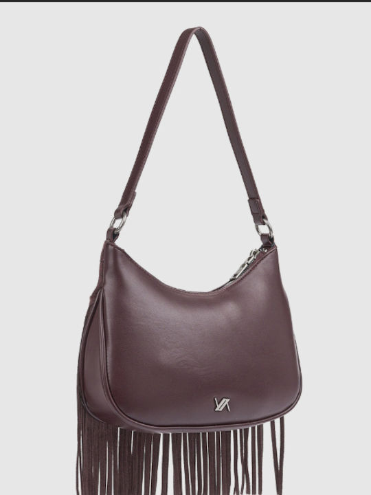 Damen Schultertasche Wildleder mit Fransen Braune
