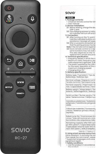 Savio Compatible Remote Control Rc-27 for Samsung TVs