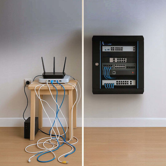 Extralink Επιτοίχια Καμπίνα Rack 4U Μαύρο