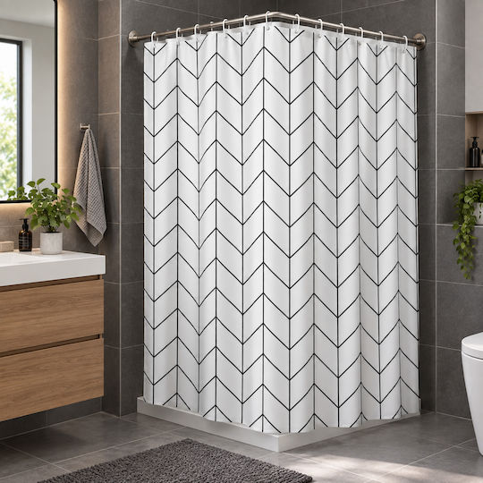MRShome Duschvorhang Stoff 180x180cm Weiße