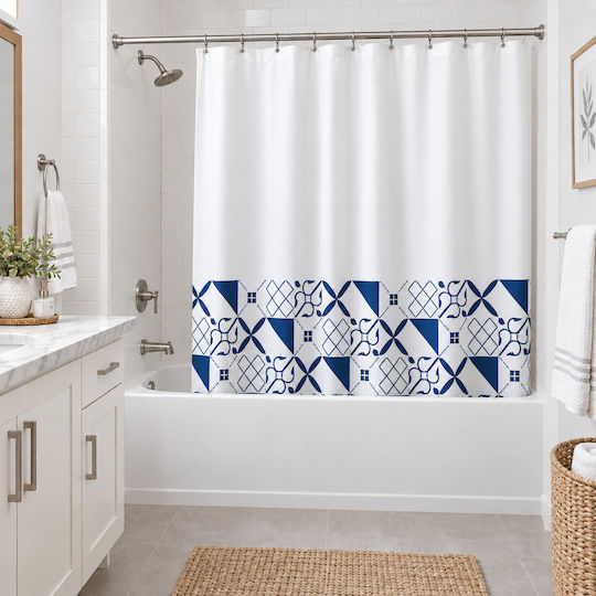 MRShome Fabric Shower Curtain 180x180cm White MRShome Fabric Shower Curtain 180x180cm White