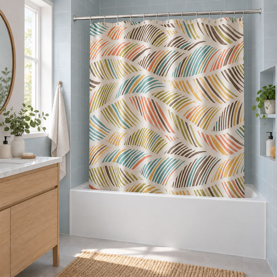 MRShome Stoff Duschvorhang 180x180cm Mehrfarbig DC-025005 MRShome Stoff Duschvorhang 180x180cm Mehrfarbig DC-025005