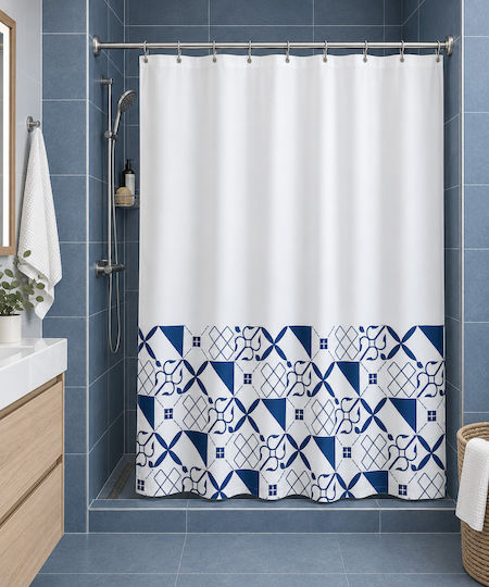 MRShome Duschvorhang Stoff 180x180cm Weiß