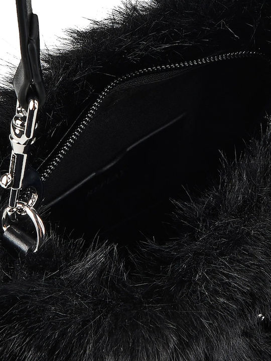 Black Faux Fur Women's Shoulder Bag