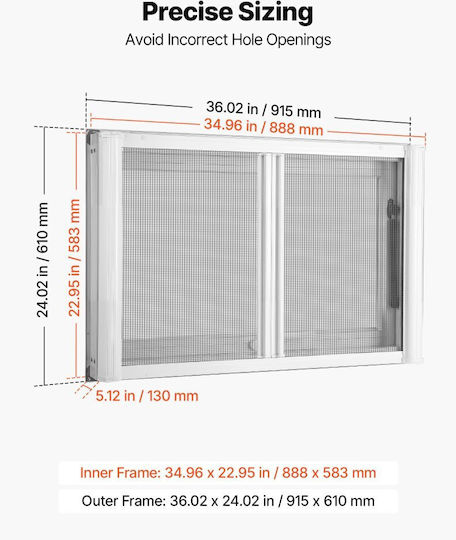 Vevor Concession Fenster 915x610mm Aluminiumlegierung Acryl LKW-Zubehör Lebensmittel bis 85 Grad 2 Schiebetüren Markise Haken Zug Wasserfest