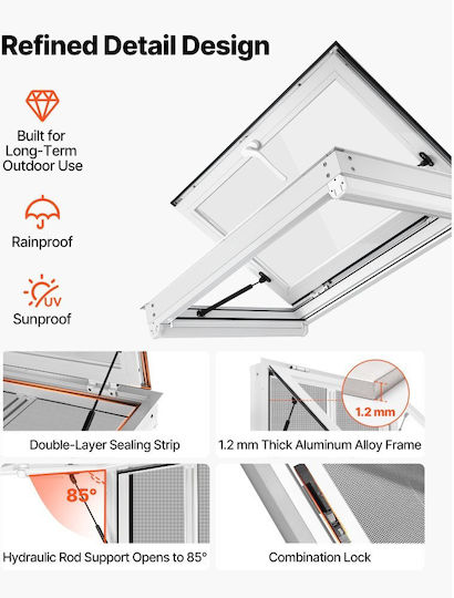 Vevor Concession Fenster 915x610mm Aluminiumlegierung Acryl LKW-Zubehör Lebensmittel bis 85 Grad 2 Schiebetüren Markise Haken Zug Wasserfest