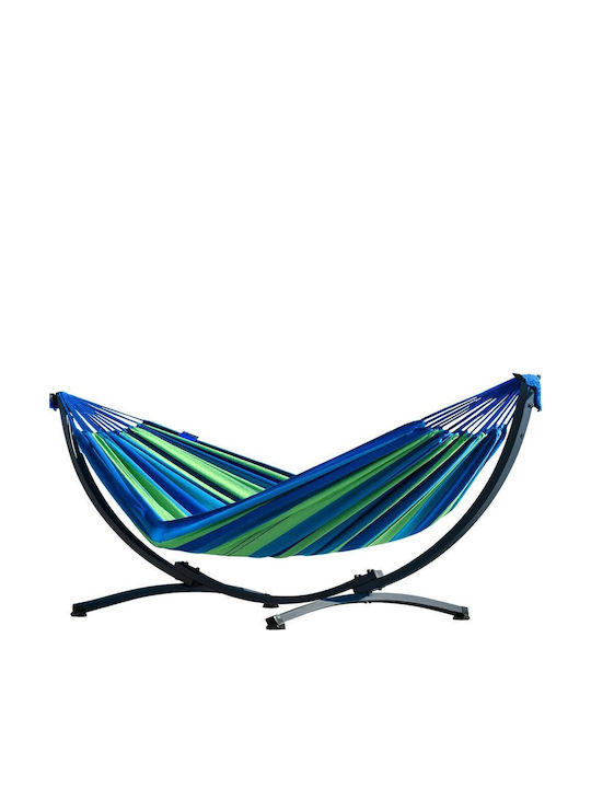 Lean Toys Double Fabric Hammock with Stand Green 200x120cm