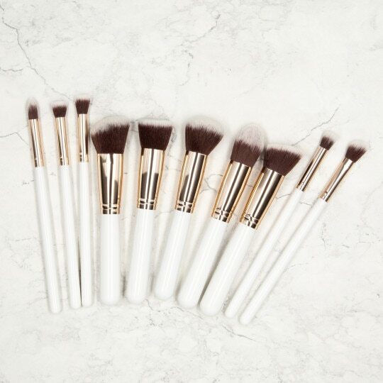 Tools for Beauty Professional Makeup Brush Set with Synthetic Bristle Kabuki Brush Set with Pouch 10 Pieces 10 Pieces