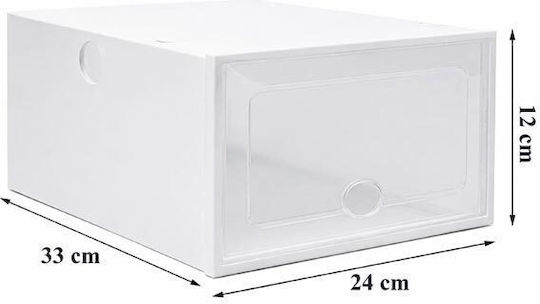 Пластмасова Кутия За Съхранение На Обувки В Бял Цвят 33x24x12cm 12 Бр