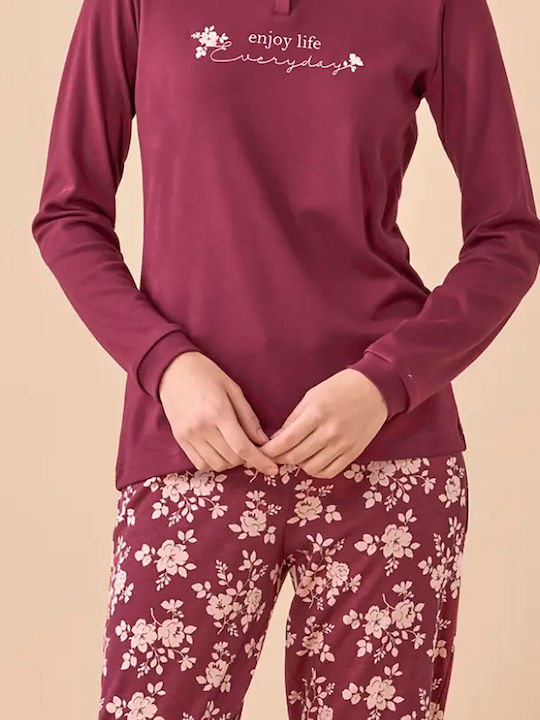 Noidinotte Winter Women's Pyjamas Set Aubergine Noidinotte Winter Women's Pyjamas Set Aubergine