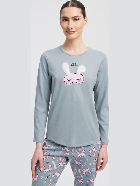 Minerva Set De Pijamale De Iarnă Pentru Femei Din Bumbac Gri
