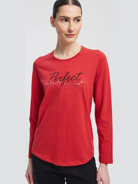 Minerva Minerva Damen Schlafanzug & Pyjamas Winter Baumwollene Rot