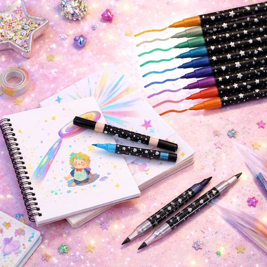 Zeichenstifte Mit Doppelspitze Mit Glitzer Set 24 Farben