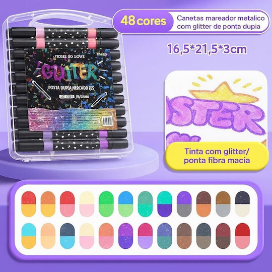 Zeichenstifte Mit Doppelspitze Mit Glitzer Set 24 Farben