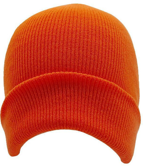 Beanie Unisex Σκούφος Πλεκτός σε Πορτοκαλί χρώμα