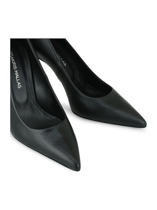 Leder Pumps mit Hohem Absatz Schwarz
