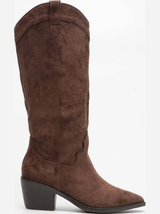 Wildleder Damenstiefel Cowboy Braun