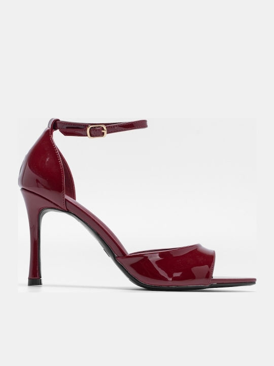 Damen Sandalen aus Burgundisch Lackleder