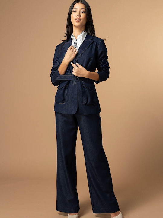 Hermosa Sabina Sacou de damă scurt Navy Blue