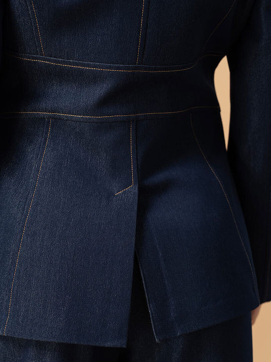 Hermosa Sabina Sacou de damă scurt Navy Blue