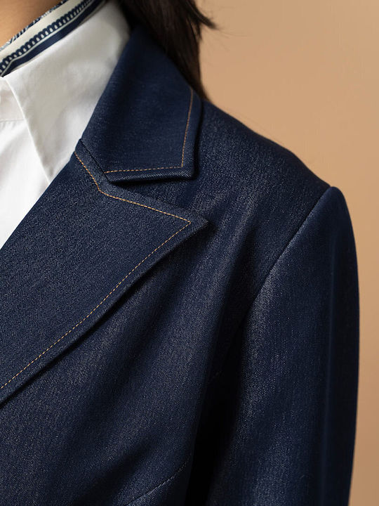 Hermosa Sabina Sacou de damă scurt Navy Blue