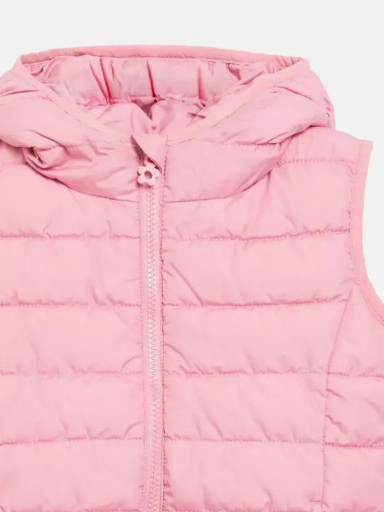 Kids Casual Sleeveless Short Pink Jacket