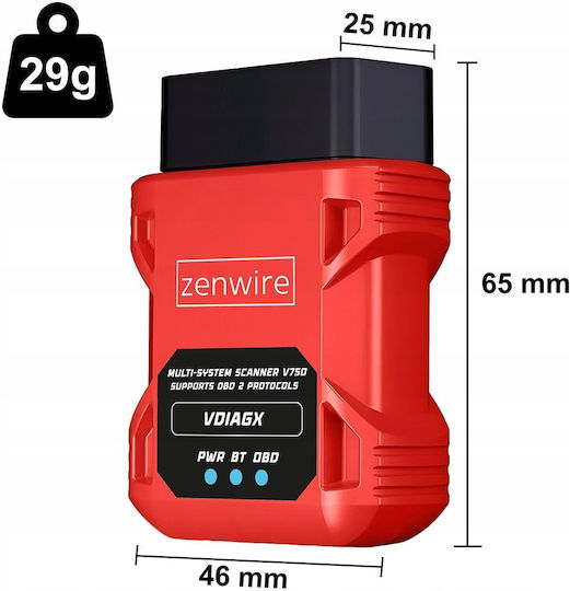Zenwire Διαγνωστικό Αυτοκινήτου ELM 327 OBD 2 με Bluetooth