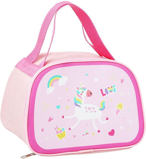 Lean Toys Schulische Lunchbox Handtasche 3lt Rosa Einhörner 17x17x23cm