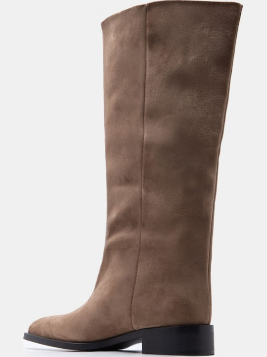 Suede Women's Boots Beige