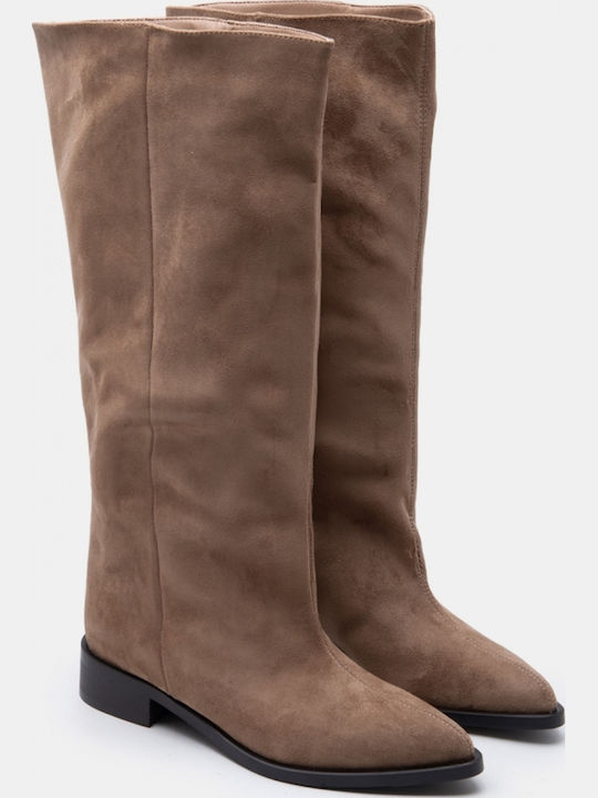 Suede Women's Boots Beige