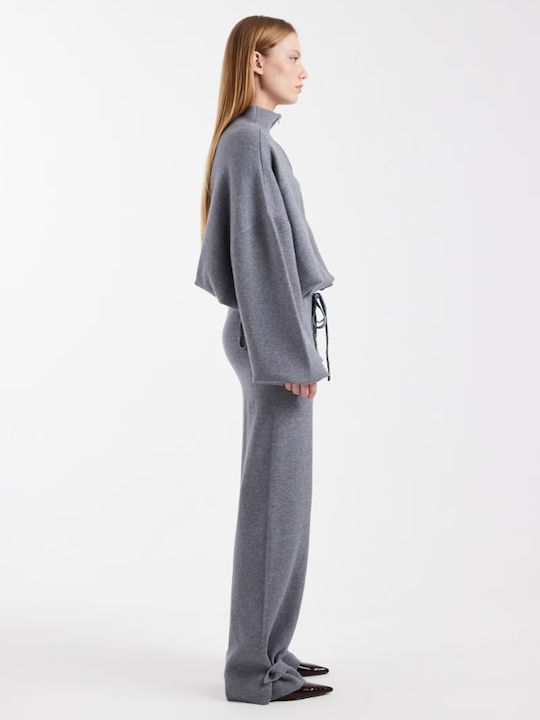 Damen Lederhose in Schlanke Passform Grau